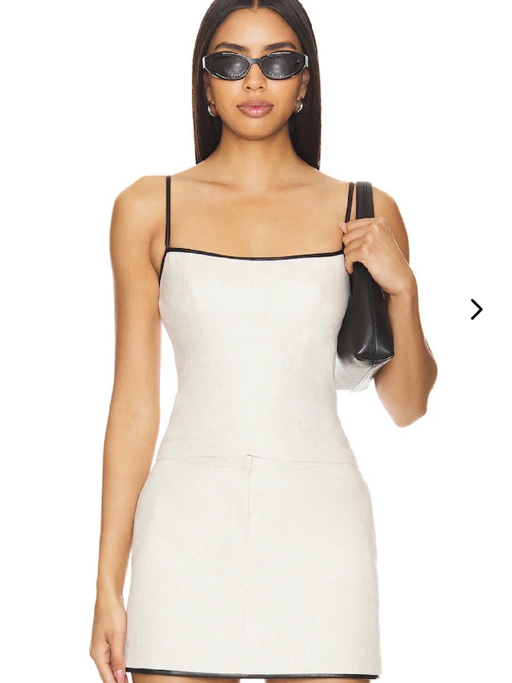 Lovers + Friends Natural Mini Dress with Black Trim